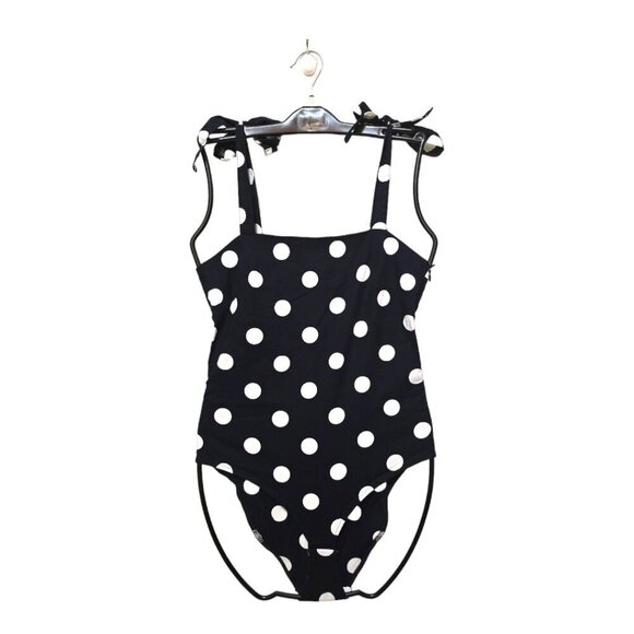 Zara Trafaluc Collection Navy Polka Dot Tie Shoulder Bodysuit Sz XS - Picture 1 of 10